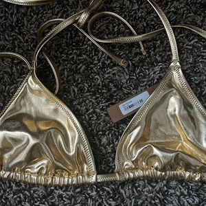 Skims NWT Metallic Swim bikini top XS